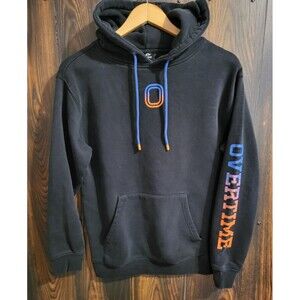 Overtime Men's Size Small Black Hoodie Hooded Sweatshirt Front Pocket Color Logo